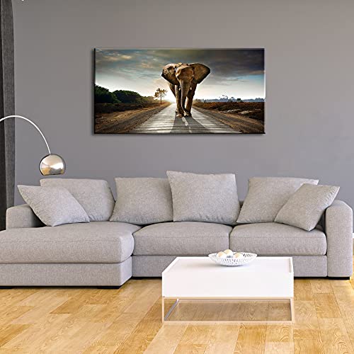 Wieco Art Elephant Canvas Paintings Wall Art One Piece Modern Large Stretched And Framed Landscape Animals Pictures On Giclee Canvas Prints Artwork Decor For Living Room Bedroom Home Decorations L #TOP4