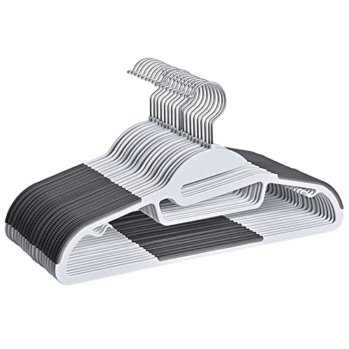Micuul Coat Hangers 20 Pack, Premium Quality Plastic Suit Hangers, Heavy-Duty, S-Shaped Opening, Non-Slip, 360º Swivel Hook, Space Saving Organizer For Bedroom Closet,Shirts, Gray #TOP4
