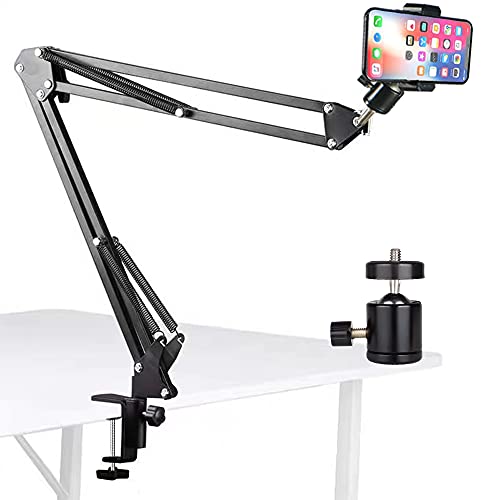 Support de téléphone ,Bras articulé téléphone , Portable Support vidéo Bras articulé Bras de Support de Bureau Flexible ,pour la Tournage et Diffusion en Direct, trépied pour Webcam avec Bras (Noir)