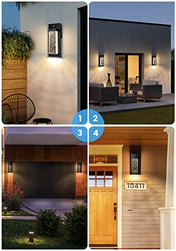 Dusk To Dawn Outdoor Wall Lights Fixture Exterior Porch Lights Led Wall Sconce With Crystal Glass, Waterproof Outdoor Lights For House With Photocell Sensor 12W, 3000K For Garage, Patio(2 Pack) #TOP5