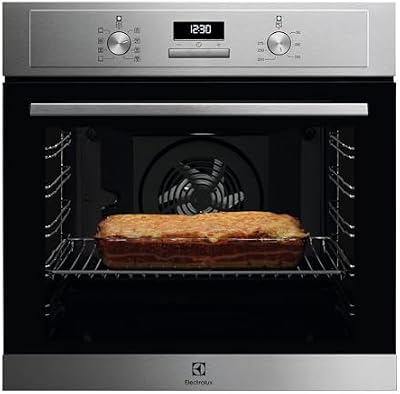 Electrolux EOH3H54X Horno Eléctrico de Convección, Multifunción, Grill Integrado, Serie 300, 7 Funciones, Cocción Multinivel, Limpieza AquaClean, 72 L de Capacidad, Inox Antihuellas, Clase A+
