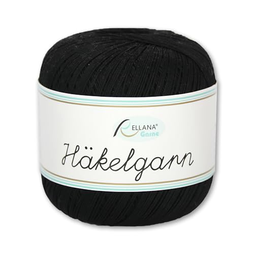 Frida's Wollhaus Rellana 50 g di filato per uncinetto 100% cotone | 13 colori tra cui scegliere | Uncinetto fatto a mano (2 | nero)