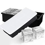  Bandeja De Hielo De Silicona, Bandeja de Cubitos de Hielo con Tapa, [2 Pack] cubitera hielo Molde para Hielos, para Congelarse Alimentos para Bebés, Cola,Cócteles Cola Whisky