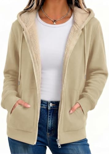Zeagoo Women Zip Up Hoodies Sherpa Lined Fall Winter Fleece Jacket Coat — view 3