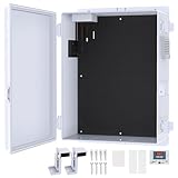 Akwscyby Outdoor Electrical Box, Waterproof Electrical Junction Box IP65 ABS Plastic Enclosure with Fan & Thermostat, Mounting Plate and Hinged Lid (15.7