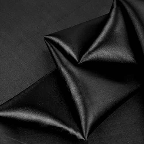 Miniatura 2 de Satén Tela Por Metro 155 Cm X 92 Cm Tela Negra Brillante Y Sedosa Para Vestidos De Novia Y Costura Negro