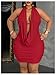 Floerns Women's Plus Size Going Out Halter Dress Deep V Cowl Neck Date Night Bodycon Mini Dresses Red X-Large Plus