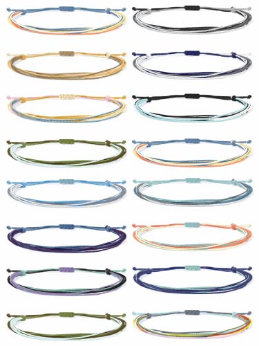 Roe Dolph 16 Pcs String Bracelets For Men Colorful Aesthetic Bracelets For Women Adjustable Surfer Wave Bracelets Pack Waterproof Handmade Ankle Bracelets Set Friendship Bracelets For Summer(Style B) #TOP18