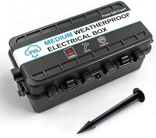 IP65 Outdoor Electrical Box, Weatherproof Extension Cord Box for Indoor & Outdoor Use, Protects Outlets & Power Bar (≤8.66×3.74 in), Inter Size: 9.45×4.17×2.52 in (Black-M)