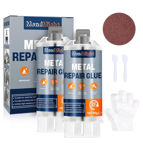 MendMight 160g Soudure a Froid Metal, Colle Metal Extra Forte, Colle Epoxy Bi-composant, Métal Liquide Glue pour le Métal, l'acier Inoxydable, les Alliages d'aluminium, les Réparations Plastiques