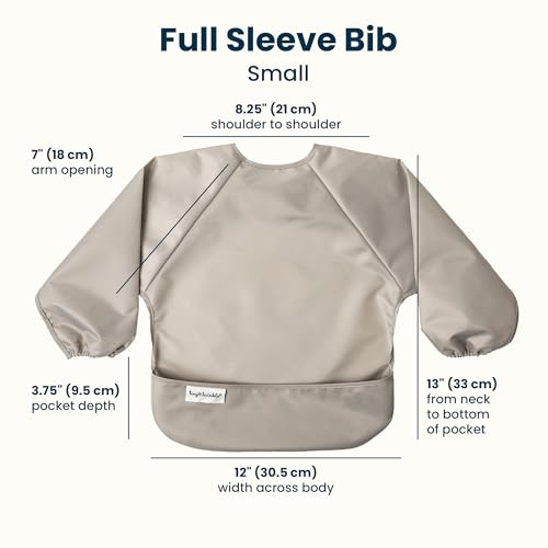 Image of Tiny Twinkle Long Sleeve Bib for Babies & Toddlers | 2-Pack Waterproof Smock Bib for Eating | Machine Washable & Mess-Proof Feeding Essentials | Newborn Shower Gift (Grey Indigo,2-4Y)