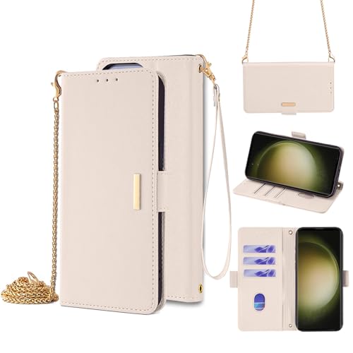 WOWUDI Funda para Redmi 5 Plus,Funda Cartera Crossbody para Mujer con protección RFID,3 Ranuras para Tarjetas,Bolsillo para Efectivo,Correa de muñeca y Cadena metálica -Morado