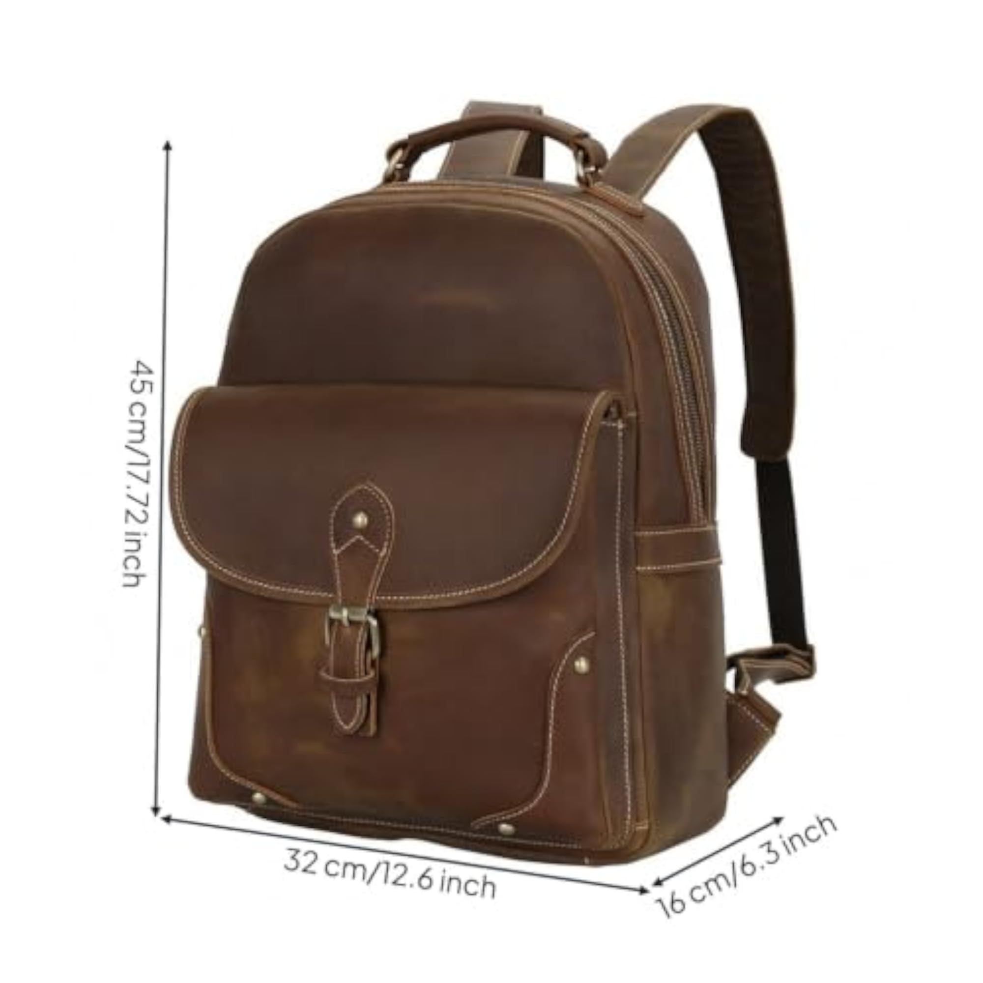 Canvas Backpack with Leather Trim, Rugged Design