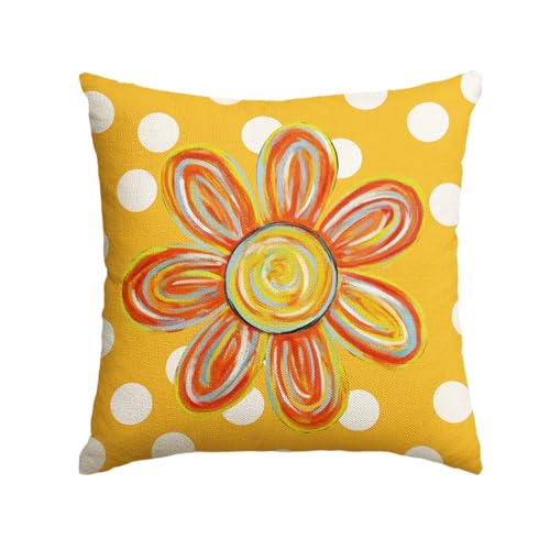 AVOIN colorlife Summer Floral Throw Pillow Cover, 18 x 18 Inch Holiday Polka Dots Cushion Case Decoration for Sofa Couch Seasonal Home Decor