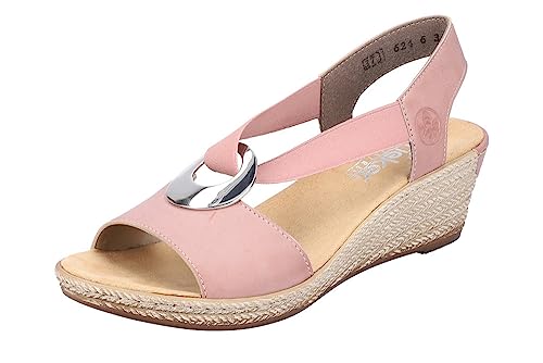Image of Rieker 624H6 Fanni Women's Wedge Sandals - Lightweight, Comfortable and Supportive - Slip On Sandals with Cushioned Insole and High Wedge for Everyday Stylish Wear