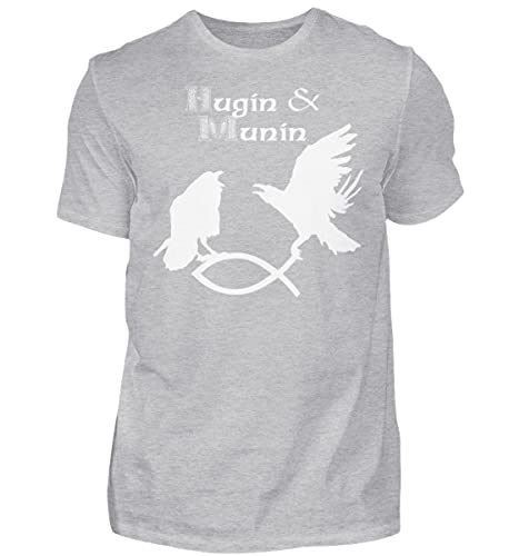 T-shirt Hugin & Munin homme de qualité supérieure en gris L
