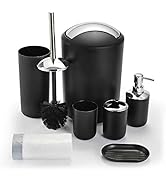 Bathroom Sets Accessories,Plastic 6 Piece Bathroom Accessory Set Bathroom Trash Can Set with Draw...