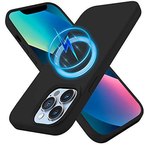 Kimguard Silicone Magnetic Case for iPhone 13 Pro Max Magsafe Case Silicone Phone Case with Microfiber Lining for iPhone 13 Pro Max 6.7 inch 2021,Black