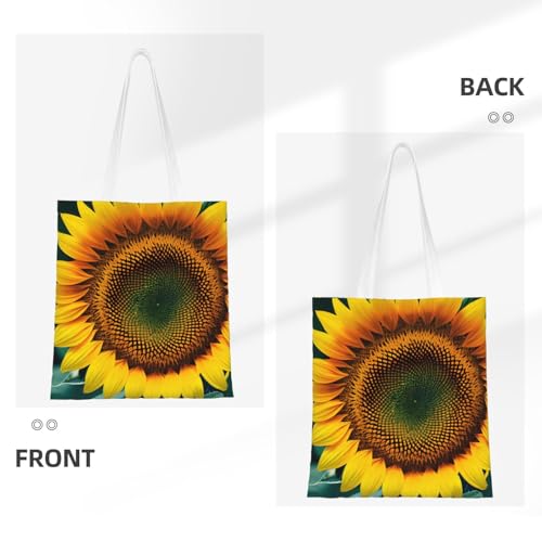 You Are My Sunshine Sunflower Print Reusable Canvas Tote, Shopping Bag With Handles For Daily And Grocery Use3