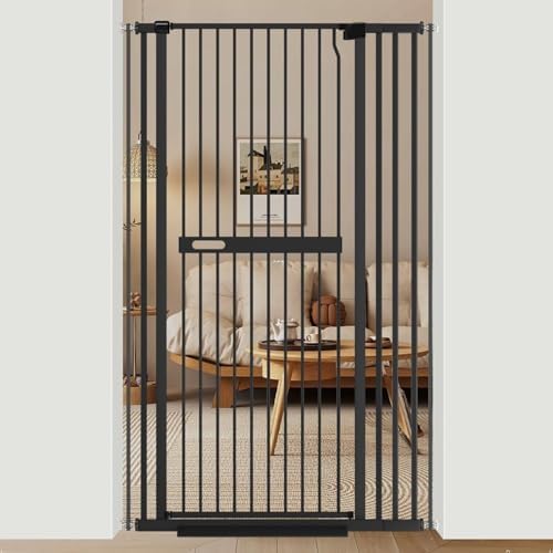 Xifamniy Türschutzgitter extra hoch,155CM Katzentür Gitter,76.5CM-92CM BreiteAbsperrgitter Hund ohne Bohren,schaffung Einer sicheren Zone für Kinder und Haustiere