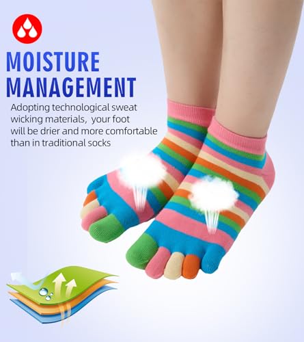 Image of Women Toe Socks 5 Finger Cotton Wicking Athletic 6 Pack 3 Pack