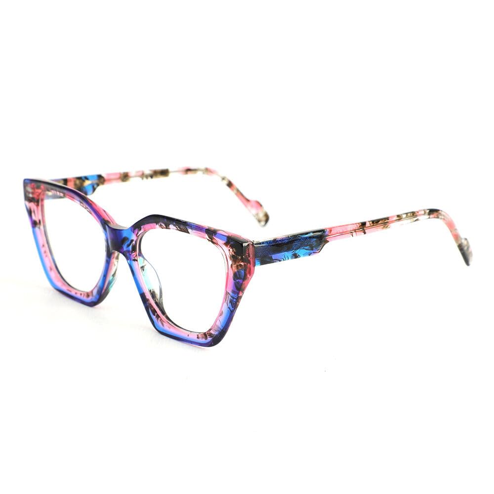 Katzenaugen-Lesebrille Designer, Brillen Blaulichtfilter Reading Glasses Stylische, Lesebrillen Azetat mit Eingravierten Details Cat-Eye Lesestärke für Damen & Herren