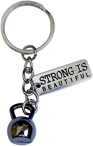 Kettlebell + Strong is Beautiful Keychain
