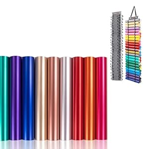 HTVRONT 9 PCS 12″x12″ Matte Metallic Vinyl Permanent – Vinyl Storage Organizer – Vinyl Roll Holder Holds Up to 48 Rolls
