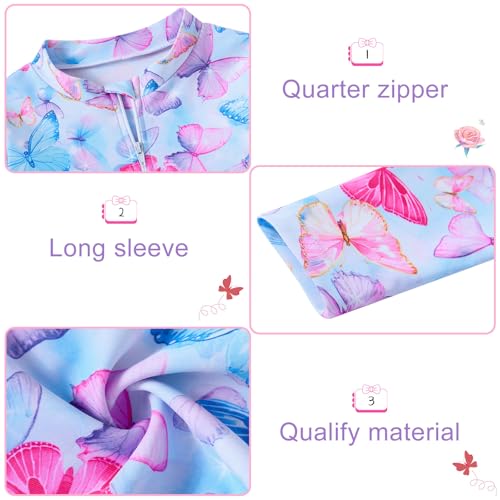 Image of Funnycokid Baby Toddler Girls Swimsuit 4 Piece Bathing Suit Long Sleeve Rash Guard Sets 12 Months-7 Years