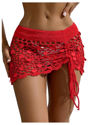 SHENHE Women's Crochet Bikini Cover Up Sequin...