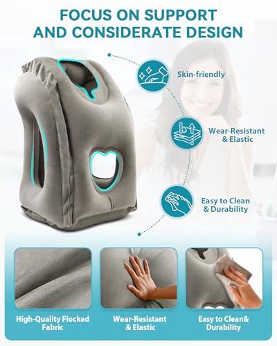 image for JefDiee Inflatable Travel Pillow, Airplane Neck Pillow Comfortably Sup