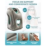 JefDiee Inflatable Travel Pillow, Airplane Neck Pillow Comfortably Supports Head and Chin for Airplanes, Trains, Cars Office Napping on The Tray Table (Grey) - Image 3