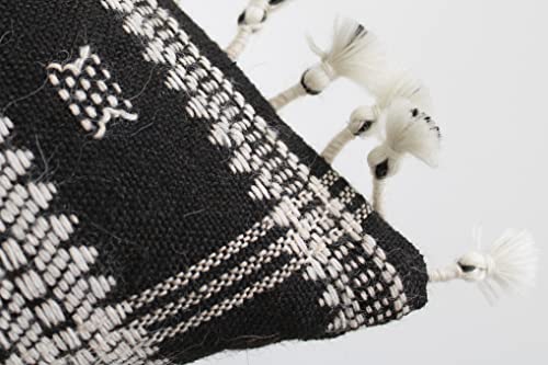 Casa Boho Lumbar Pillow Cover Indian Bhujodi Pillows Japandi Decor Pillows Plaid Decor Pillows Plaid Throw Pillows For Bedroom Decor Boho Decorative Pillows Wabi Sabi Decor Wool Pillows Black 12X24 #TOP3
