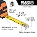 Klein Tools 9225 Tape Measure, Heavy-Duty Measuring Tape with 25-Foot Double-Hook Double-Sided Nylon Reinforced Blade, with Metal Belt Clip