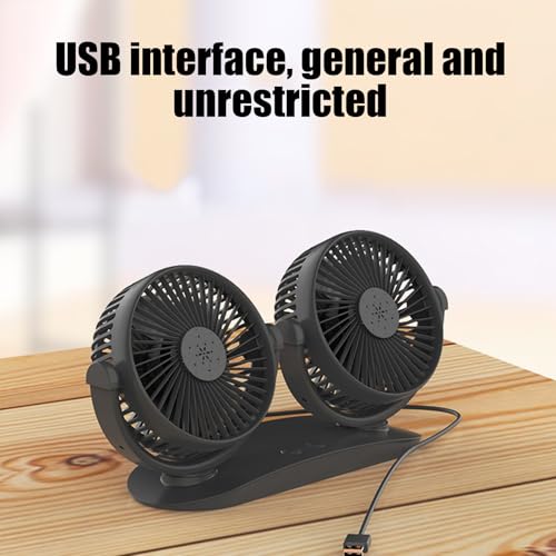 Ventilateur de véhicule double tête rotatif 360 puissant accessoire USB