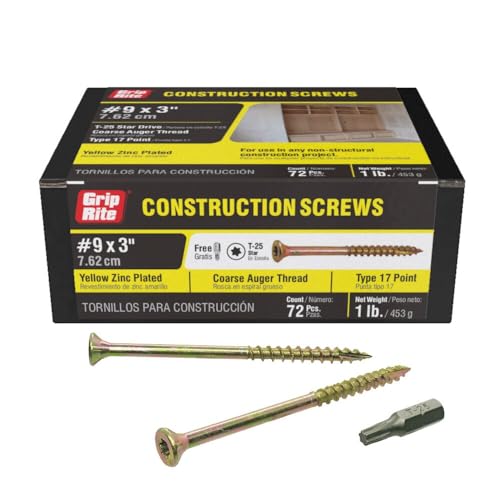 Image of PRIMESOURCE 3GCS1 1LB 9X3 CONST Screw, 9 by 3 inch, Gold