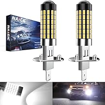 H1 Led Bulbs 1800LM 6500K 78SMD 3014 Chipsets with Lens Projector for Fog Lights, Daytime Running Lights, Automotive Driving Lamps, 12-24V, Xenon White Pack of 2