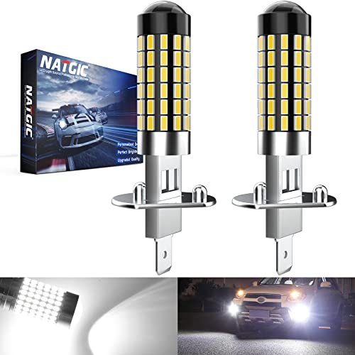 NATGIC Lampadine H1 LED Xenon White 1800LM 3014SMD Chipset 78-EX con obiettivo Proiettore per luce...