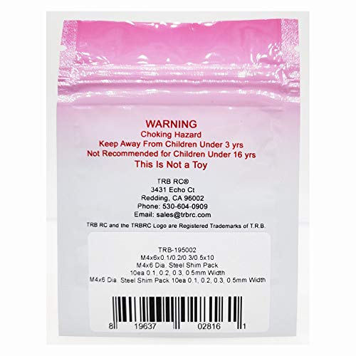 Trb Rc M4X6Mm Dia. Steel Shim Pack 10Ea 0.1, 0.2, 0.3, 0.5Mm Width #TOP1