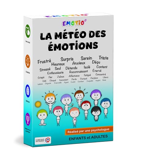 EMOTIO - La Météo des Émotions | Jeu éducatif et pédagogique avec 142 émotions + 20 paysages | Photo-langage| Enfants & Adultes | Créé par Une Psychologue | Fabriqué en France