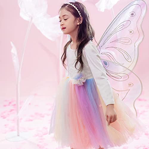 SnowDream Butterfly Princess Vestido Regalo Navidad Best Gifts Fancy Kids Disfraz Halloween Conjunto con Warterfly Wings Regalos, Decoración Fiesta Cumpleaños Christmas Halloween,A Cover
