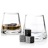 Viski Rocks Glasses and Soapstone Cubes Set, Two 8oz Whiskey Glasses and 6 Reusable Whiskey Stones Set for Birthday, Bachelor Party, Poker Night, Home Bar Accessories, Gifts for Men