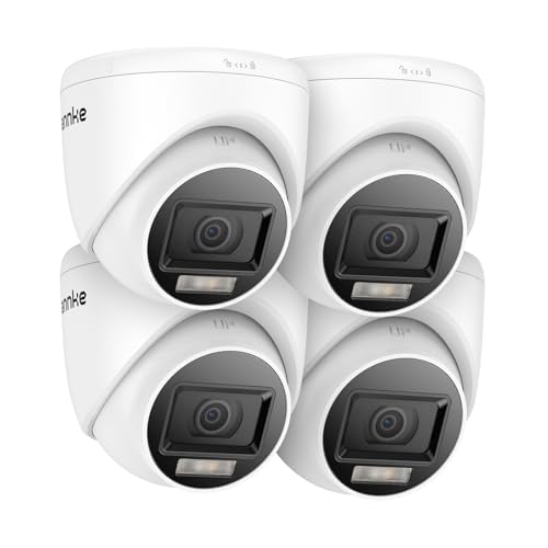 ANNKE 4-Packed HD-TVI 1080P Home Security Surveillance Cameras, 2MP Day Night Vision, Smart Color Night Vision, IP67 Weatherproof Housing Dome Cam for Outdoor/Indoor Use