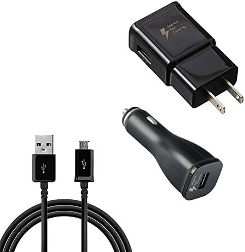 Adaptive Fast 15W Kit for Lenovo A7000 with Quick Charge Wall+Car+MicroUSB Cable gives 2x faster charging! (Black)