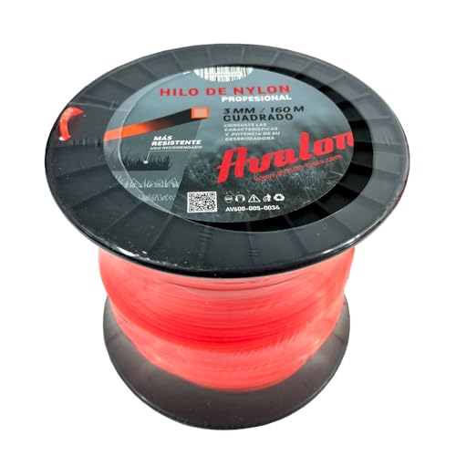 Avalon - Hilo Cuadrado de Nylon Universal para Desbrozadora y Cortacésped (4,5 mm x 70 m)