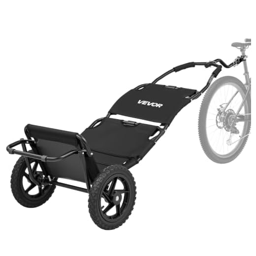 VEVOR Bike Cargo Trailer 60 lbs Load 3-in-1 Bicycle Wagon Cart Folding, Backpack/Trailer/Pushcart Mode with 12-Inch Wheels, Foldable Carbon Steel Frame, Fits 22-28 in Bike Wheels, for Carrying Cargo