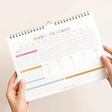 Stay on Track Habit Tracker Wall Calendar – Daily, Weekly & Monthly Habit Journal for Goal Setting & Productivity – Undated Spiral Planner by ThreeKin Collective