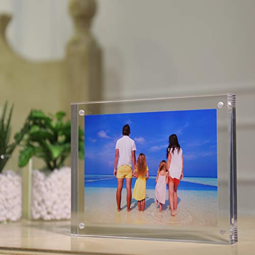 Meetu Acrylic Picture Frame 4X6,Clear Freestanding Double Sided 20Mm Thickness Frameless Magnetic Photo Frames Desktop Display With Gift Box Package(5 Pack) #TOP4