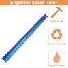 Piutouyar 12 Inch Engineer Scale Ruler, Metal Engineering Ruler Aluminum Laser-Etched Triangular Drafting Tool for Civil Engineering Drafting, Imperial Scale 1:10, 1:20, 1:30, 1:40, 1:50, 1:60(Blue)