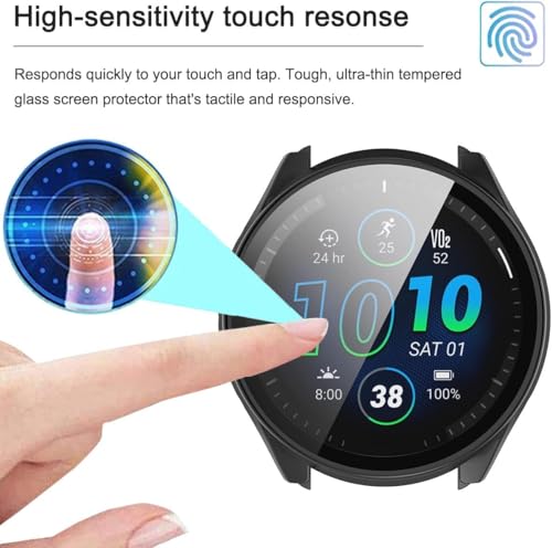 CONAPIKA PC Case for Garmin Forerunner 965 With Tempered Glass Screen Protector, Full Coverage PC Hard Shockproof Protective Cover, Transparent - Image 4